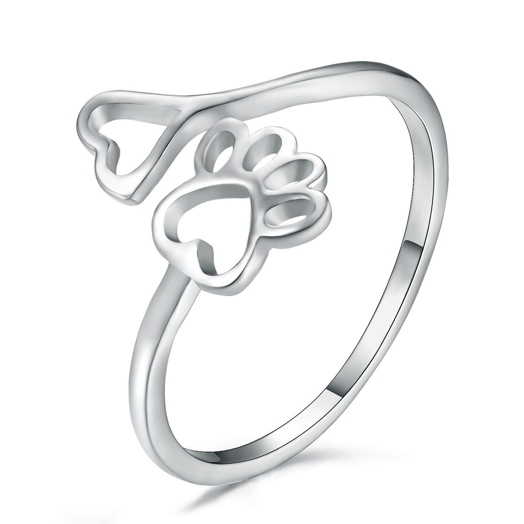 Dog Print Love Hollow Ring – Copper, Electroplated, Dog Lover Gift
