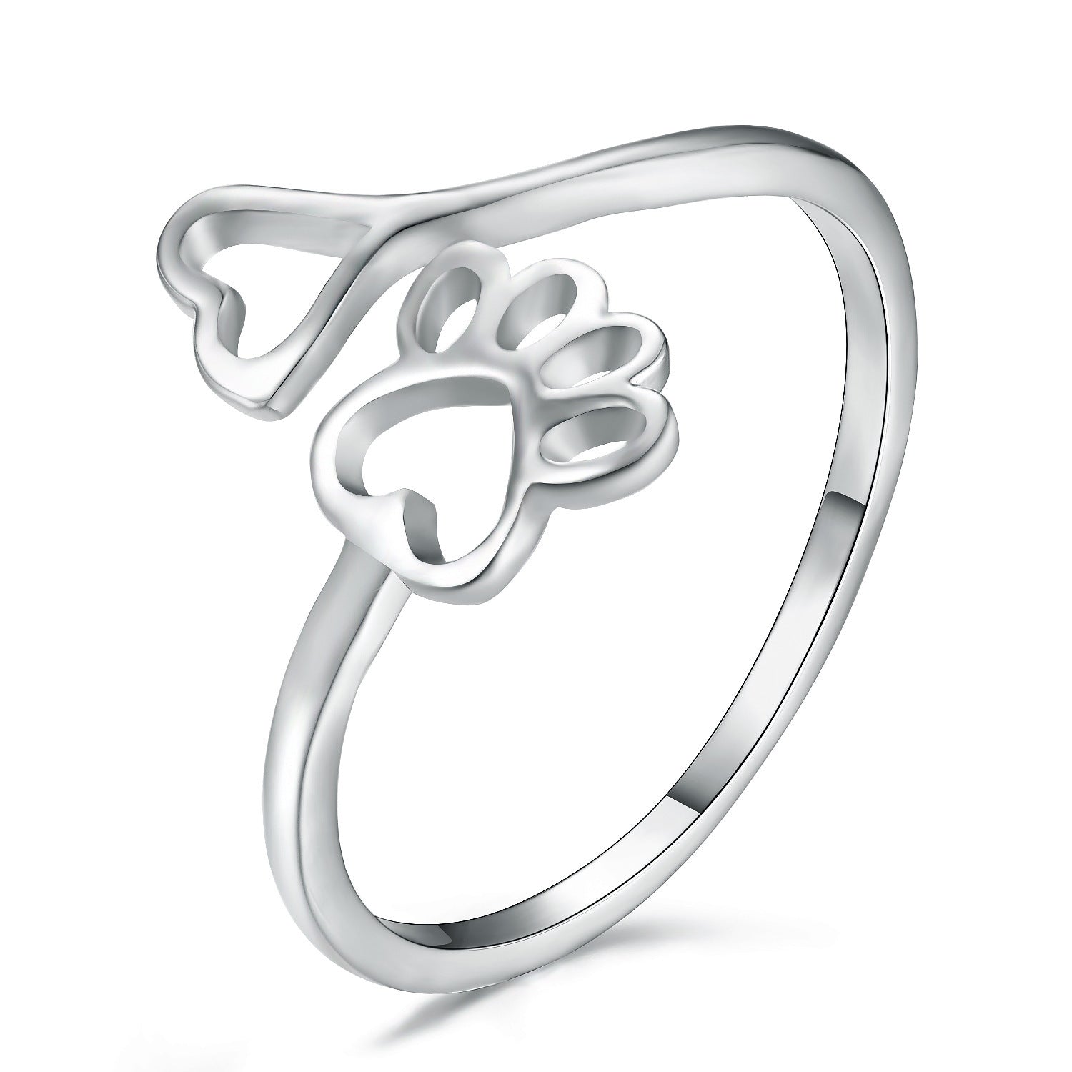 Dog Print Love Hollow Ring – Copper, Electroplated, Dog Lover Gift
