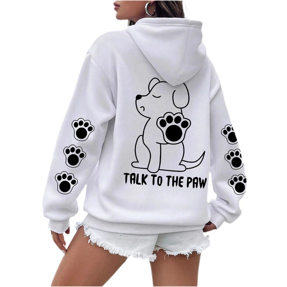 Funny Dog Cartoon Printed Hoodie Women's Warm