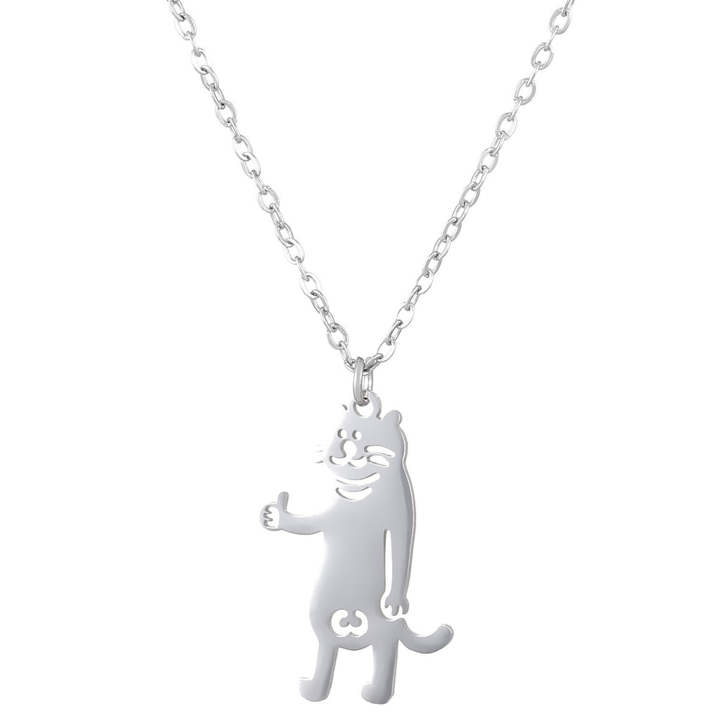 Cartoon Dog & Cat Necklace Set – Stainless Steel, Unisex, Hypoallergenic
