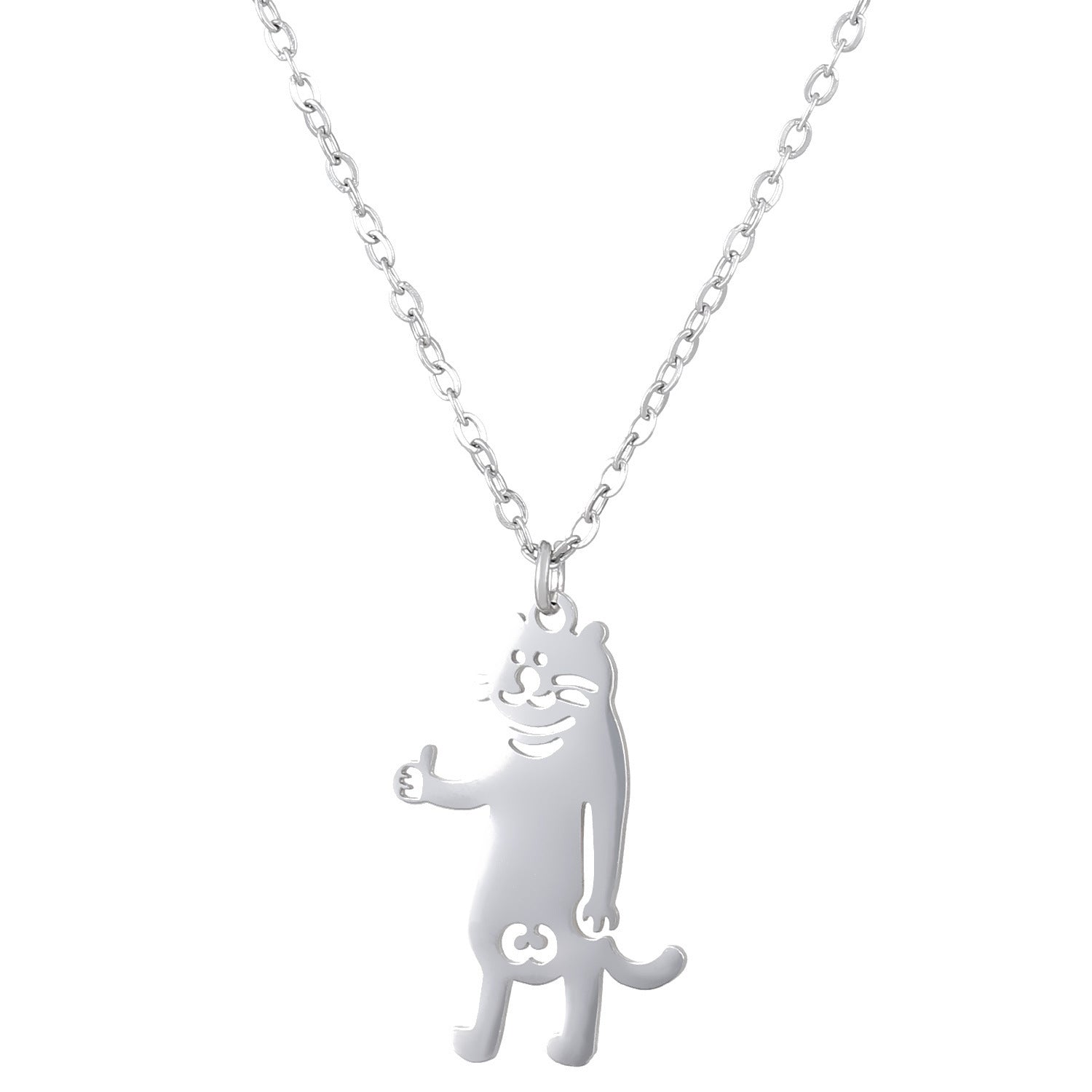 Cartoon Dog & Cat Necklace Set – Stainless Steel, Unisex, Hypoallergenic