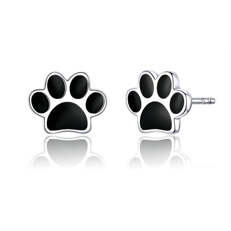 Sterling silver cute paw print earrings