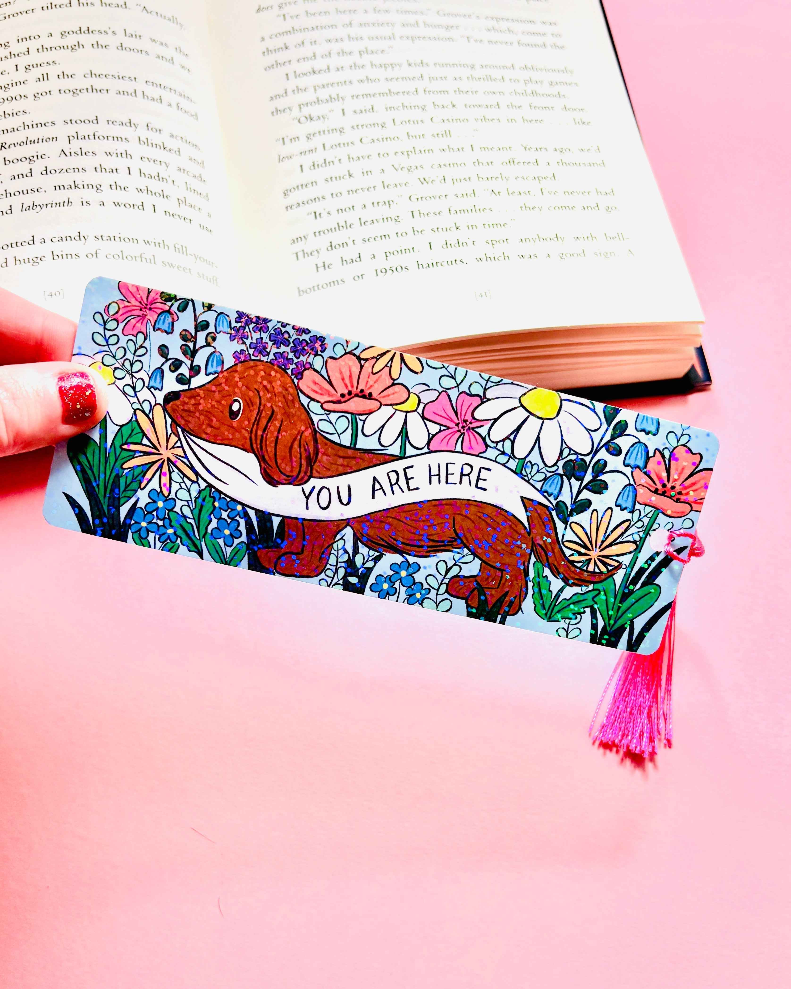 Cute Daschund Holographic Bookmark