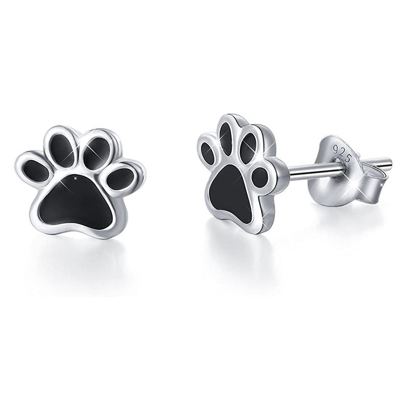 Sterling silver cute paw print earrings