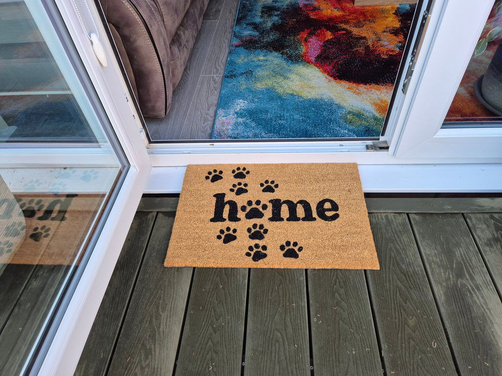 Coir Doormat, 60cm x 40cm - 'Home' (Paws)