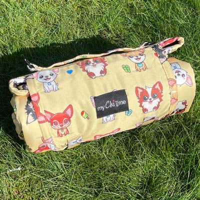 Roll and Go Signature Collection Golden Sands Padded Chihuahua Print Travel Mat by My Chi and Me
