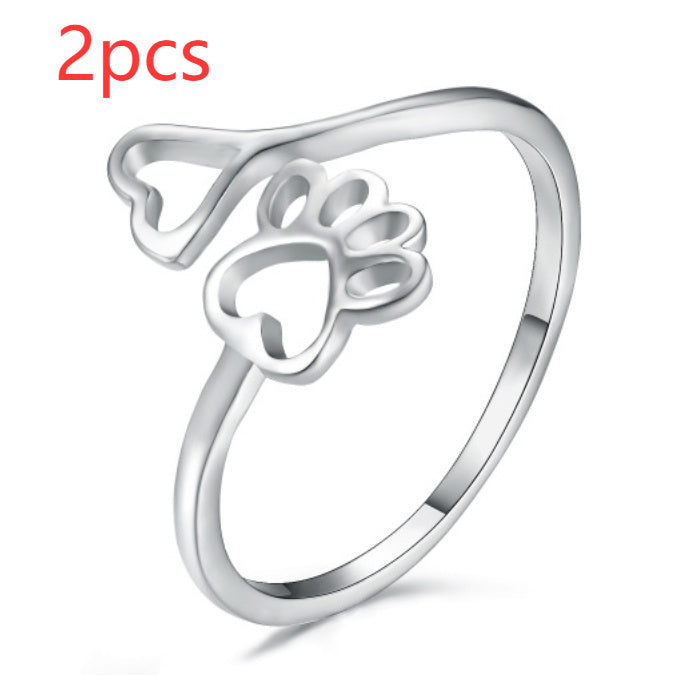 Dog Print Love Hollow Ring – Copper, Electroplated, Dog Lover Gift