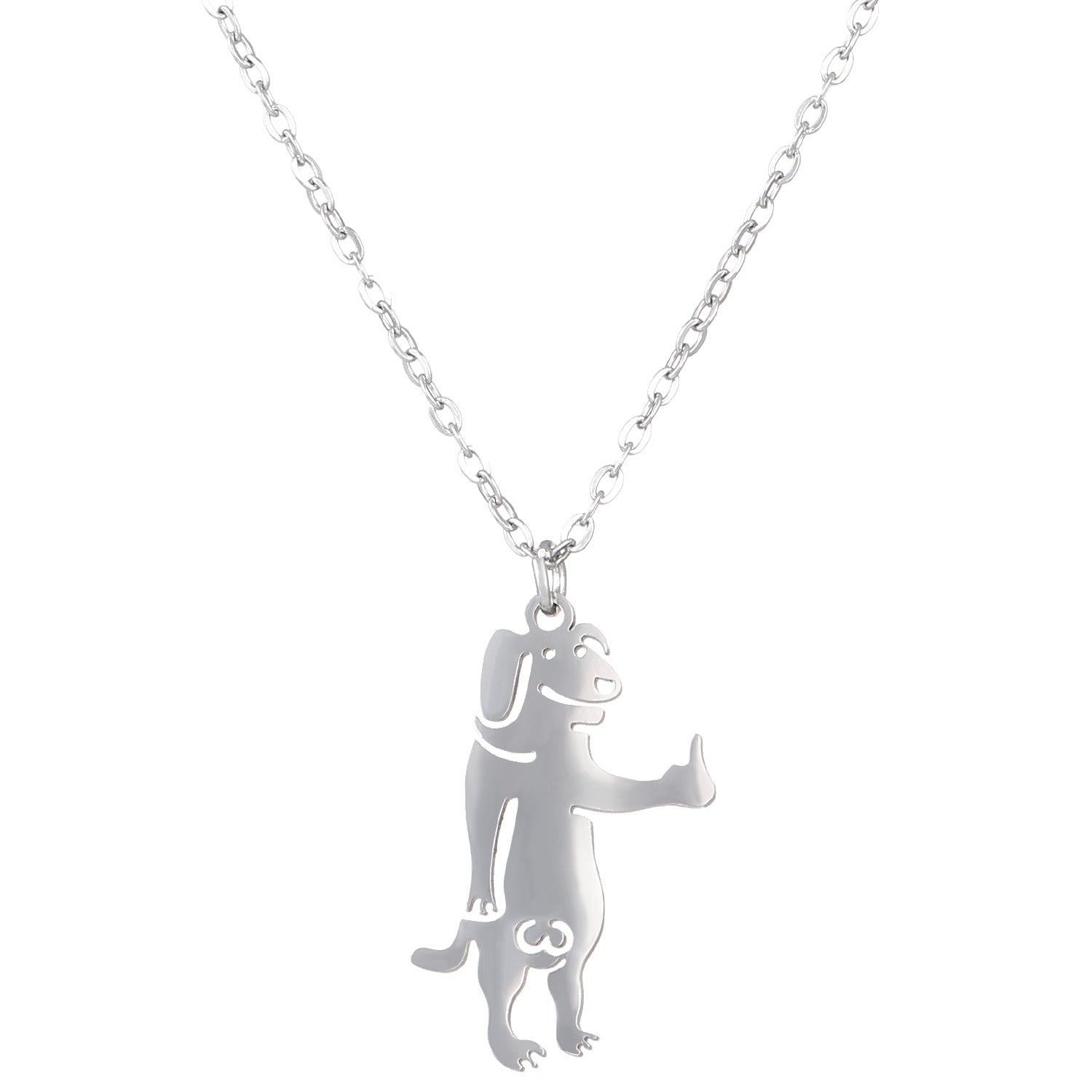 Cartoon Dog & Cat Necklace Set – Stainless Steel, Unisex, Hypoallergenic