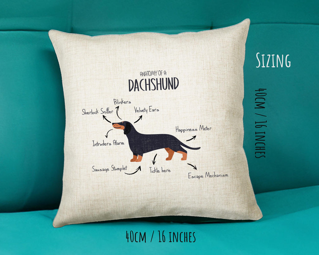 Anatomy of a Dachshund Funny Gift For Him Or Her Cushion Pillow Bedroom Decor CS416