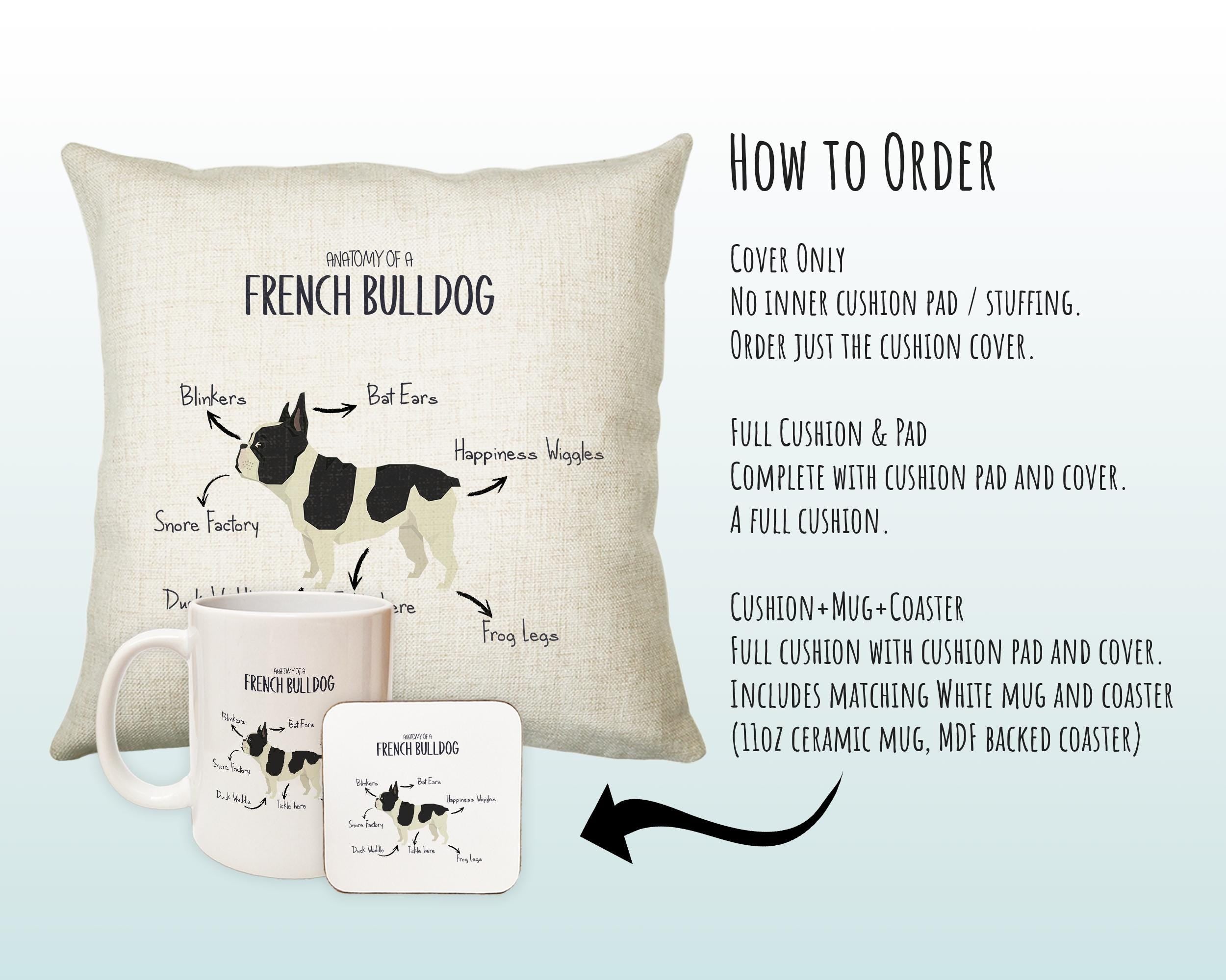 Anatomy of a French Bulldog Funny Gift For Him Or Her Cushion Pillow Bedroom Decor CS415