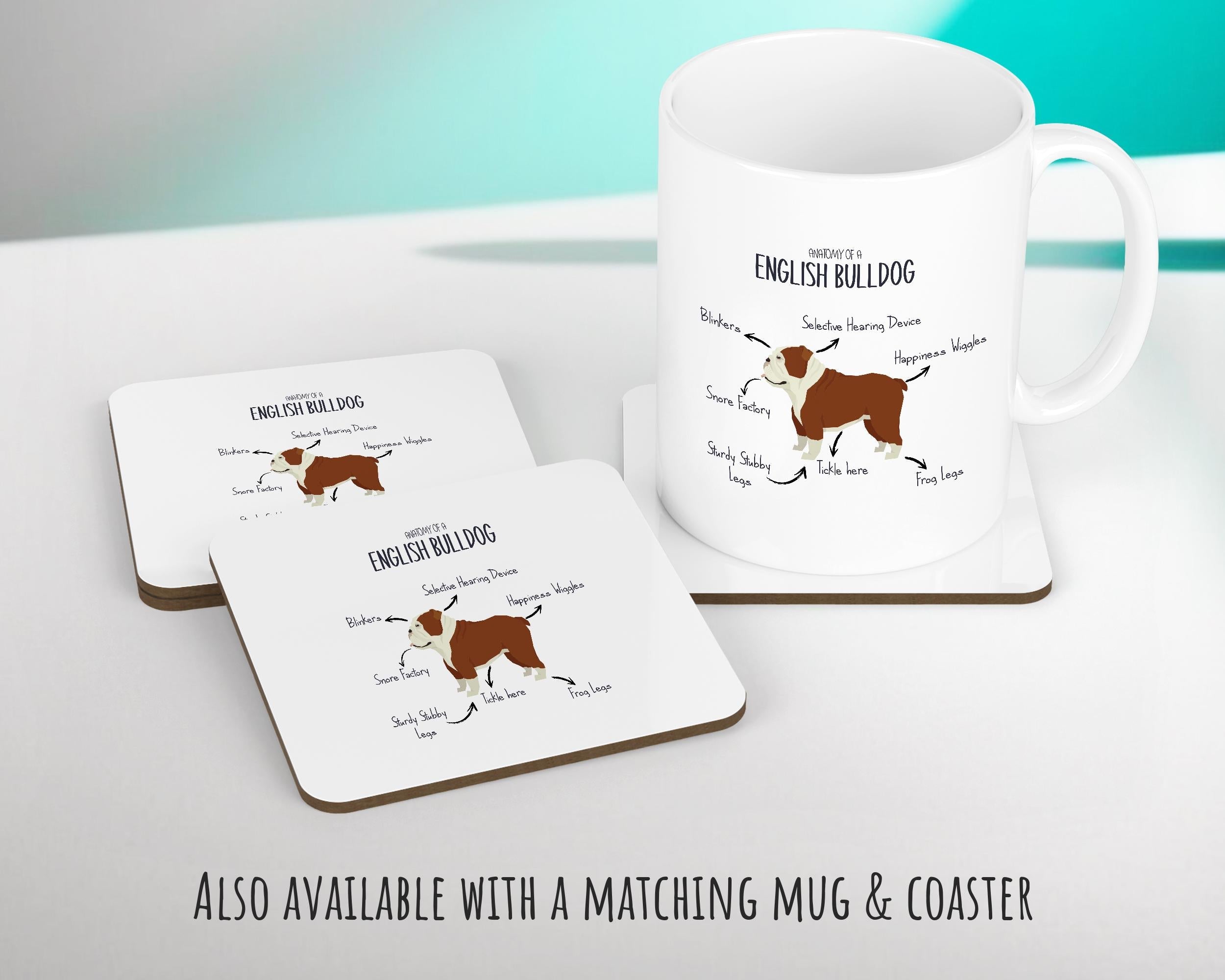 Anatomy of a English Bulldog Funny Gift For Him Or Her Cushion Pillow Bedroom Decor CS414