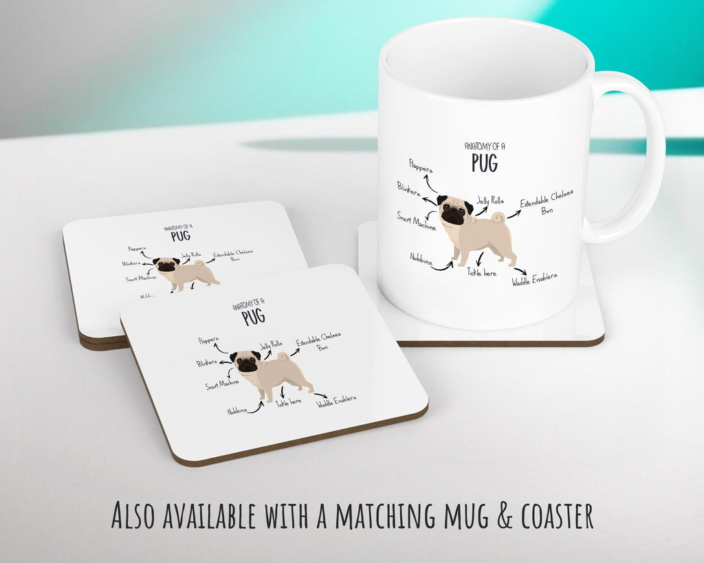 Anatomy of a Pug Funny Gift For Him Or Her Cushion Pillow Bedroom Decor CS409