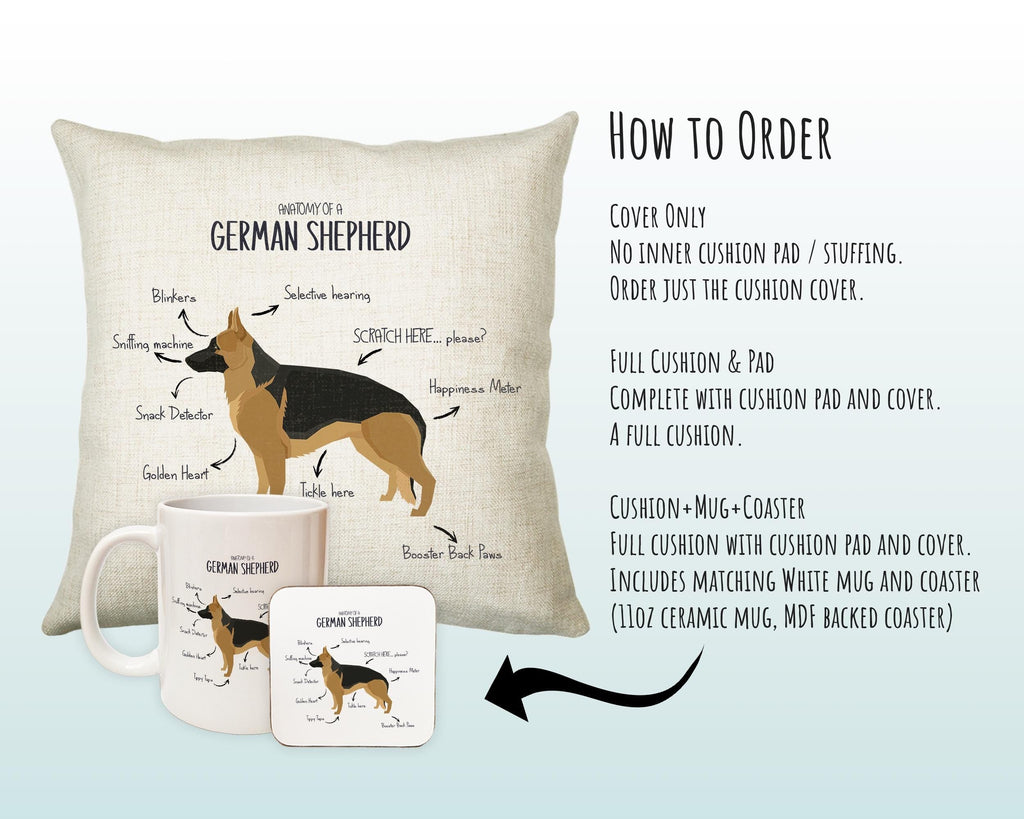 Anatomy of a German Shepherd Funny Gift For Him Or Her Cushion Pillow Bedroom Decor CS408