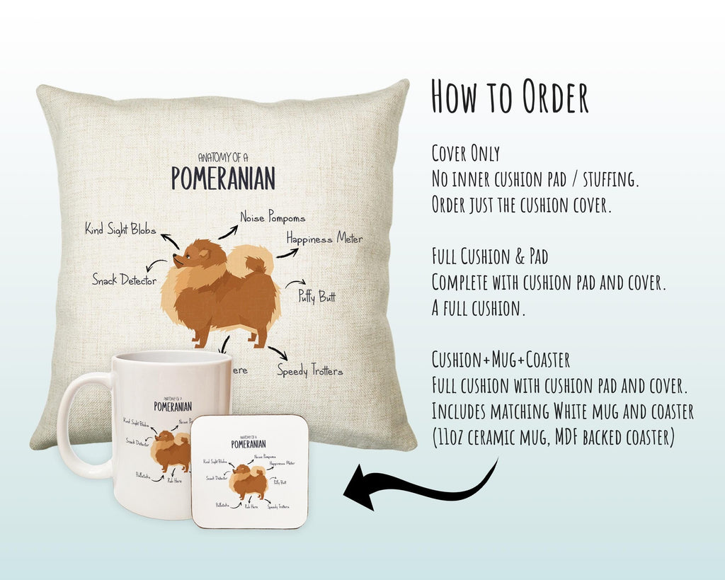 Anatomy of a Pomeranian Funny Gift For Him Or Her Cushion Pillow Bedroom Decor CS407