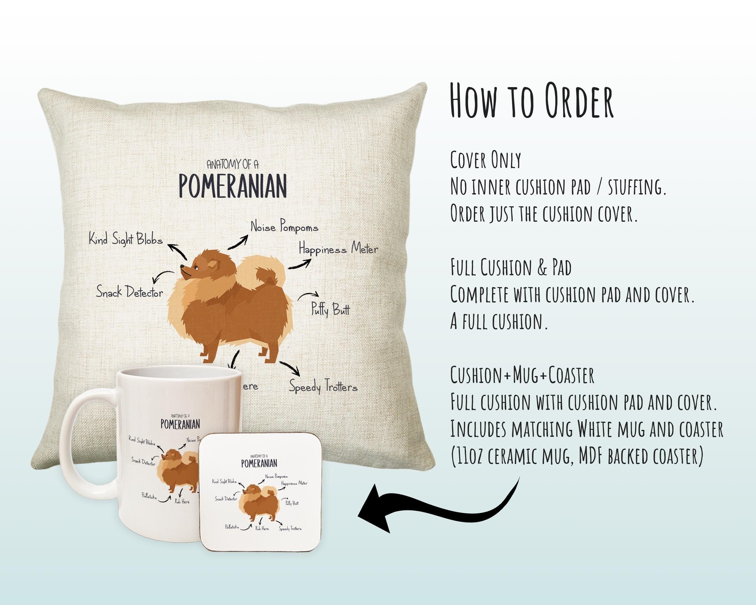 Anatomy of a Pomeranian Funny Gift For Him Or Her Cushion Pillow Bedroom Decor CS407