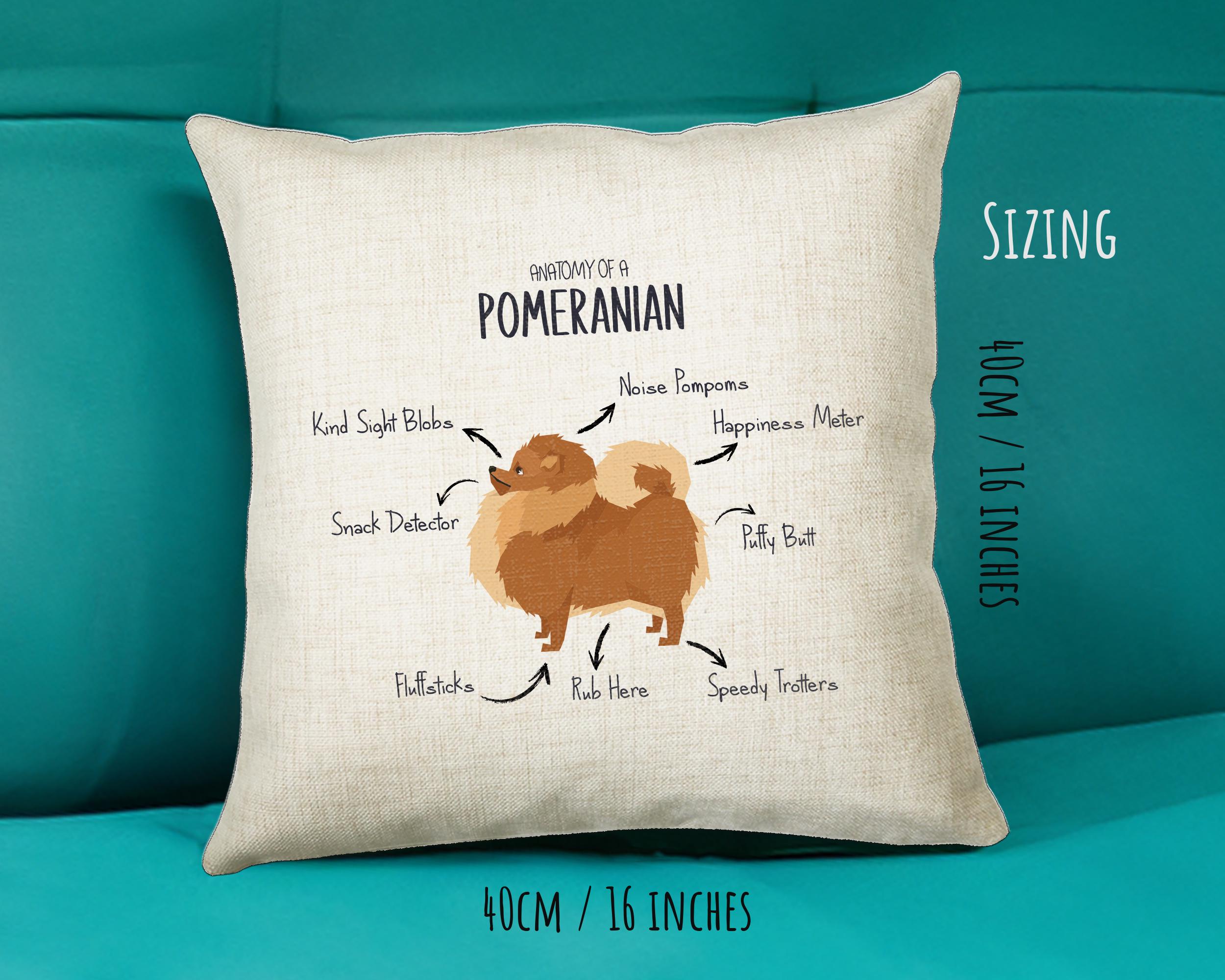 Anatomy of a Pomeranian Funny Gift For Him Or Her Cushion Pillow Bedroom Decor CS407