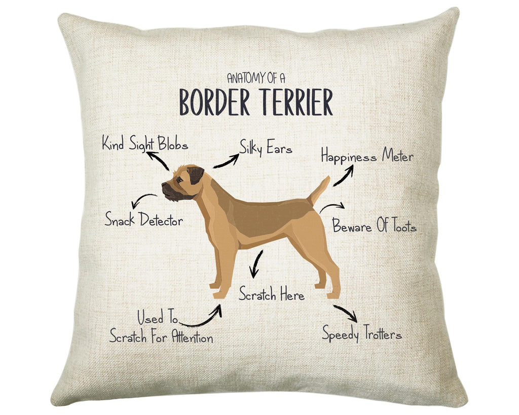 Anatomy of a Border Terrier Funny Gift For Him Or Her Cushion Pillow Bedroom Decor STC0092