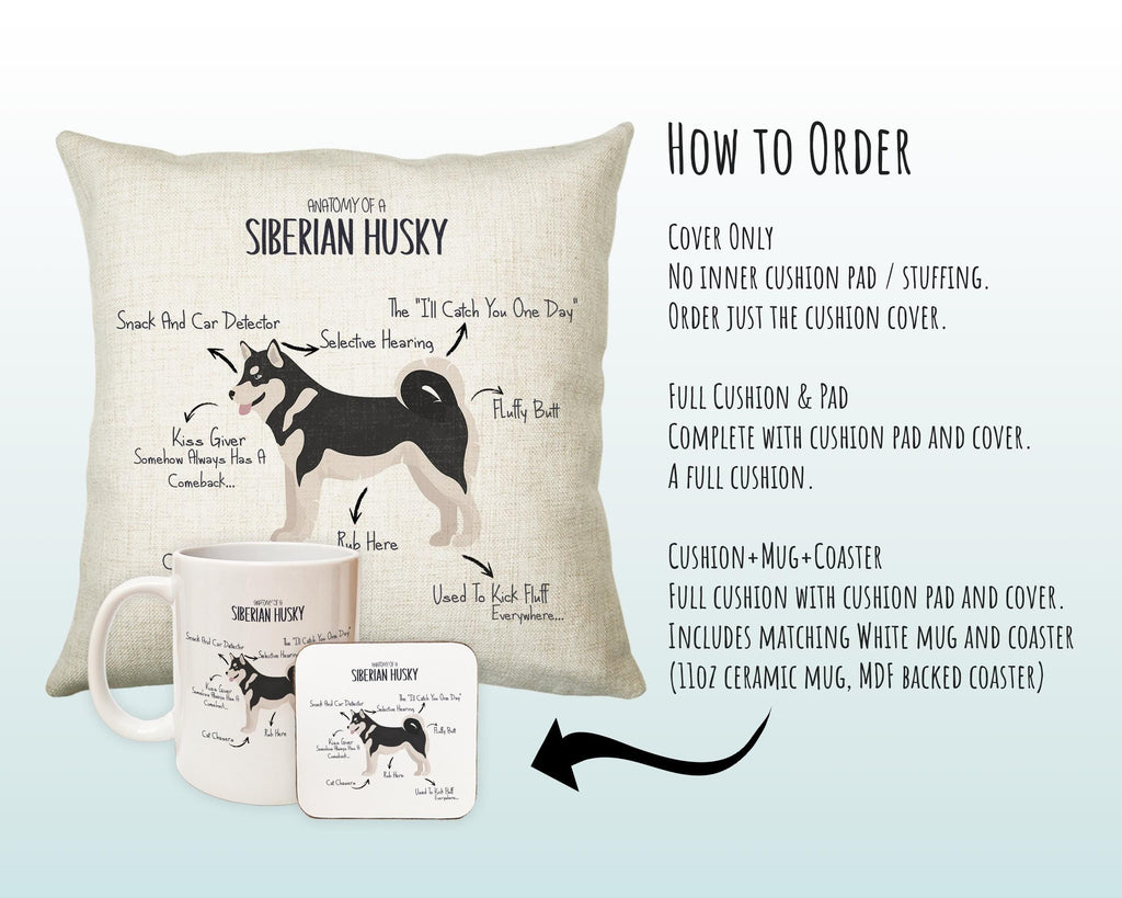 Anatomy of a Siberian Husky Funny Gift For Him Or Her Cushion Pillow Bedroom Decor STC0093