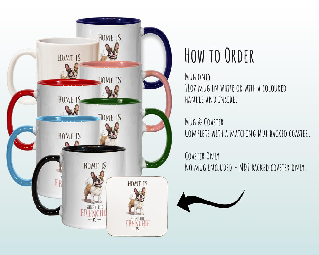 French Bulldog Gift Mug - Ceramic Coffee Tea Chocolate Mug Coaster Frenchie Design for Dog Mum Dad Owner Secret Santa MG0901
