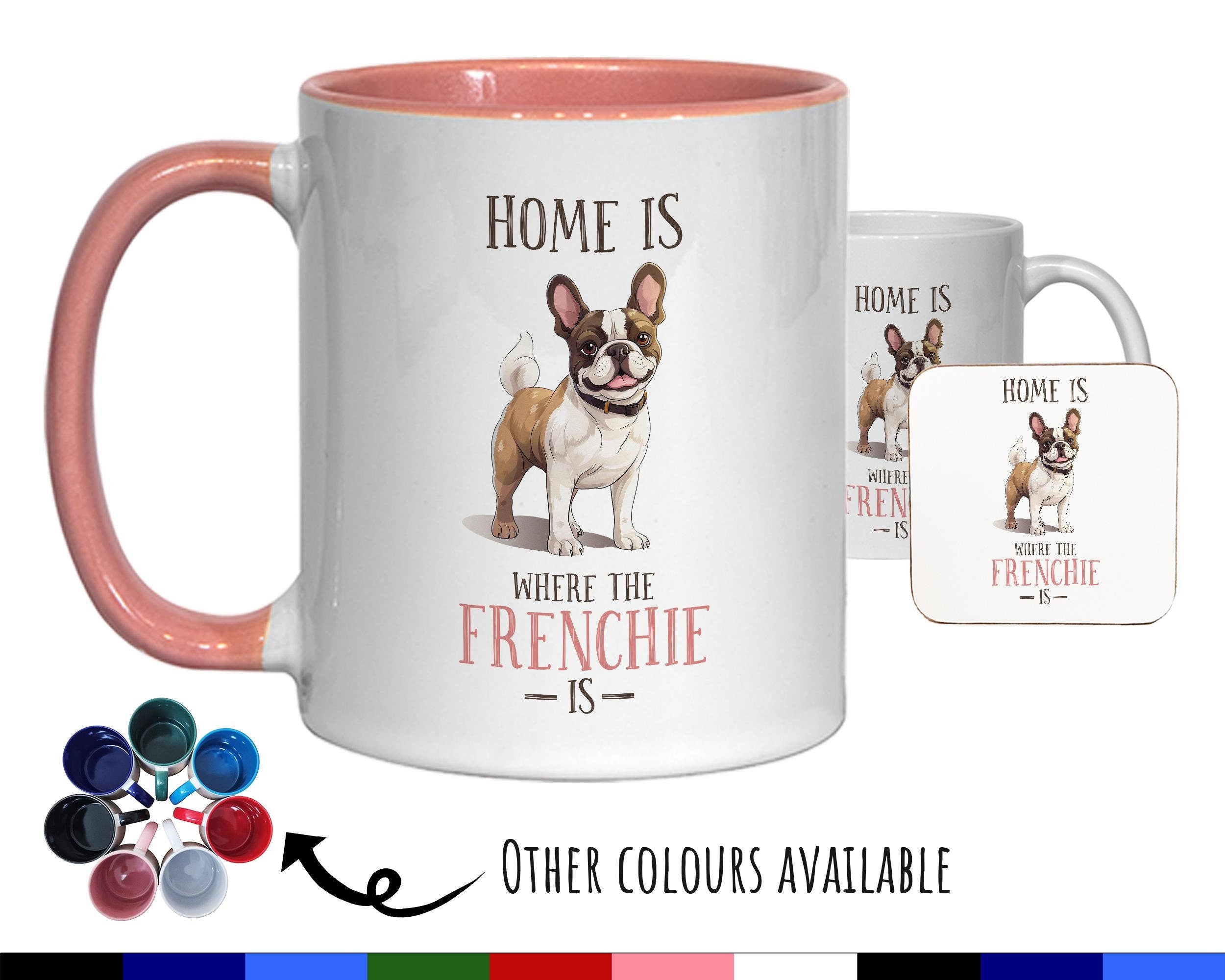 French Bulldog Gift Mug - Ceramic Coffee Tea Chocolate Mug Coaster Frenchie Design for Dog Mum Dad Owner Secret Santa MG0901