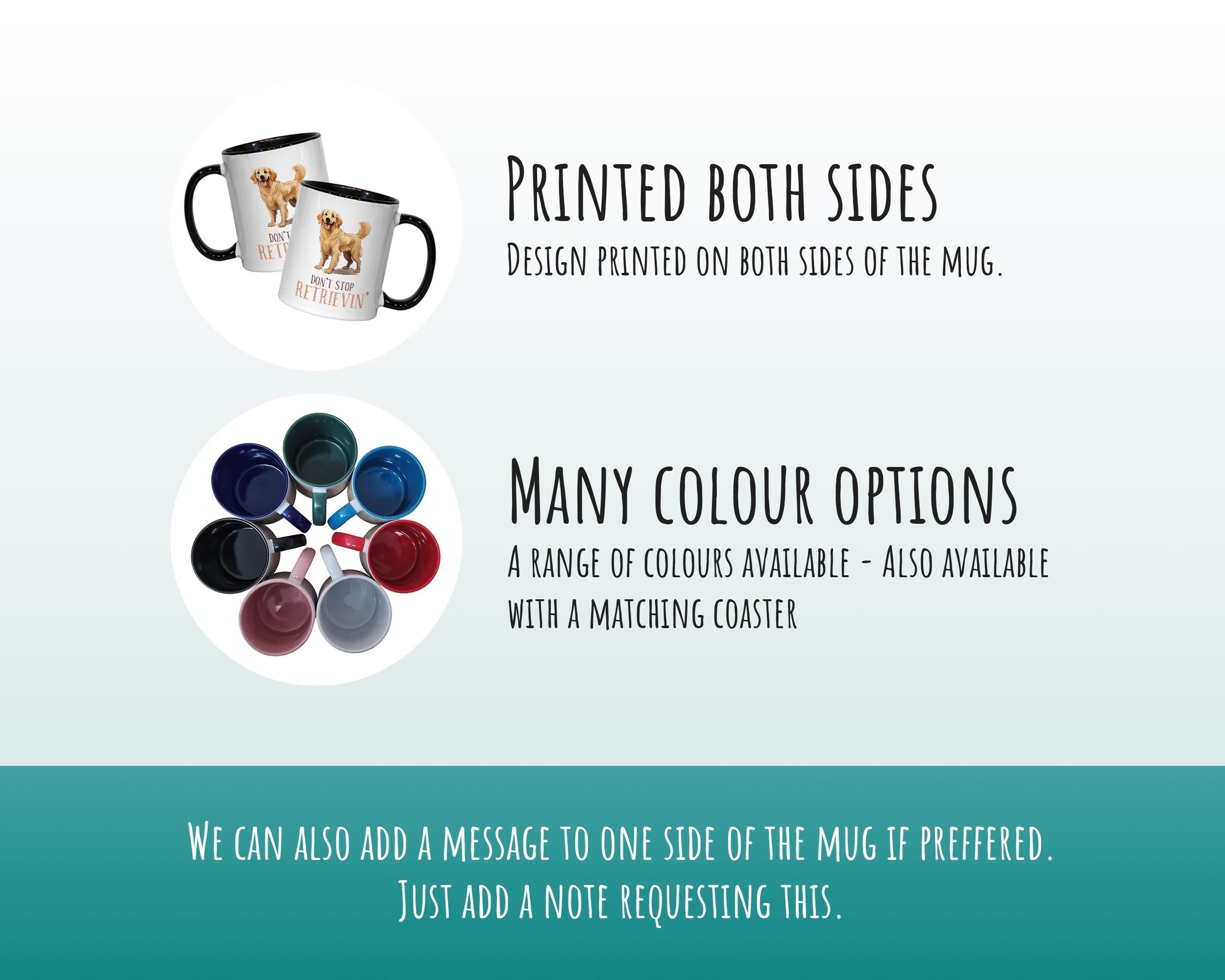 Golden Retriever Gift Mug - Ceramic Coffee Tea Chocolate Mug Coaster Golden Retriever Design for Dog Mum Dad Owner Secret Santa MG0902