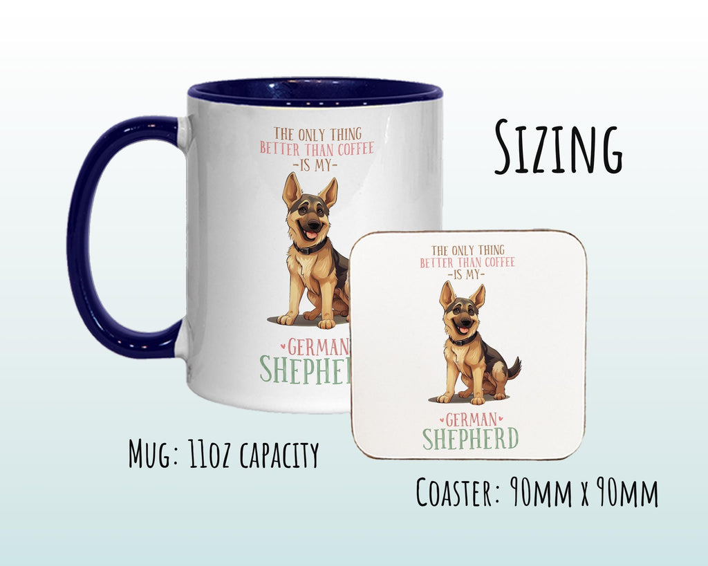 German Shepherd Gift Mug - Ceramic Coffee Tea Chocolate Mug Coaster Golden Retriever Design for Dog Mum Dad Owner Secret Santa MG0903
