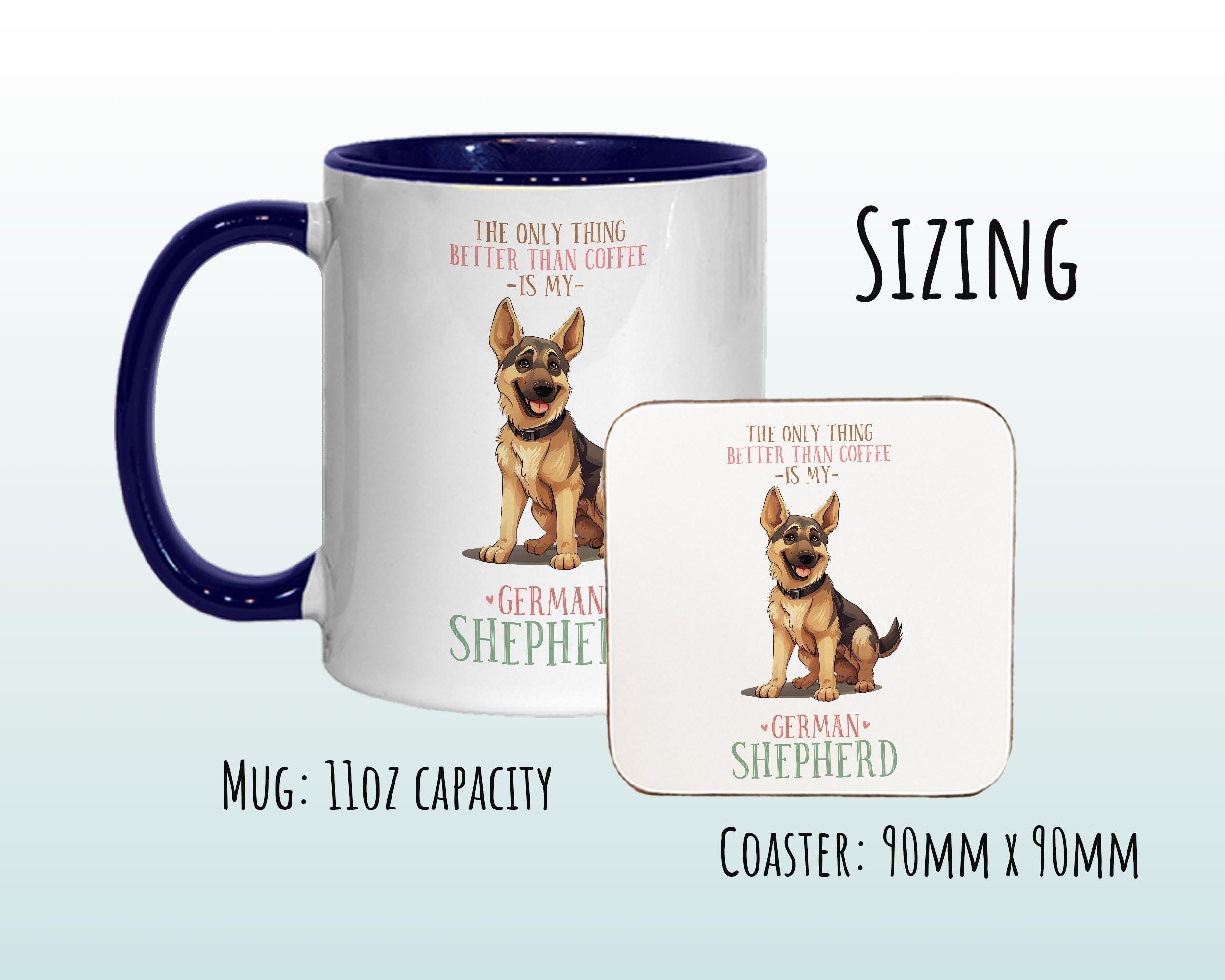 German Shepherd Gift Mug - Ceramic Coffee Tea Chocolate Mug Coaster Golden Retriever Design for Dog Mum Dad Owner Secret Santa MG0903