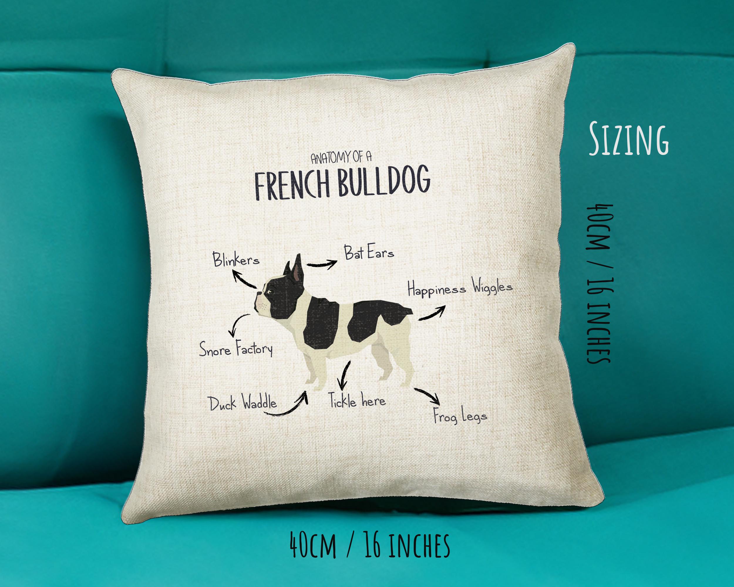 Anatomy of a French Bulldog Funny Gift For Him Or Her Cushion Pillow Bedroom Decor CS415