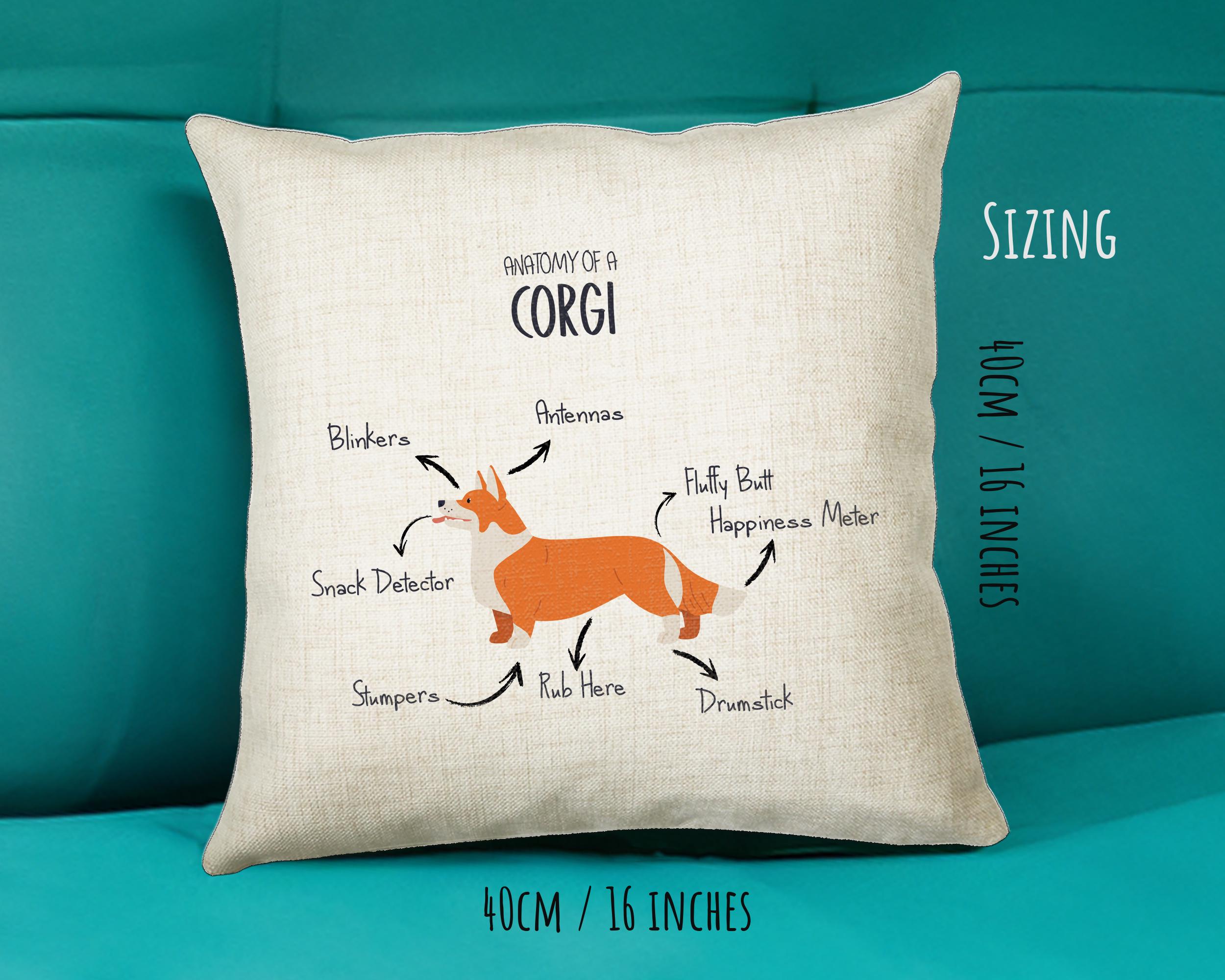 Anatomy of a Corgi Funny Gift For Him Or Her Cushion Pillow Bedroom Decor CS411