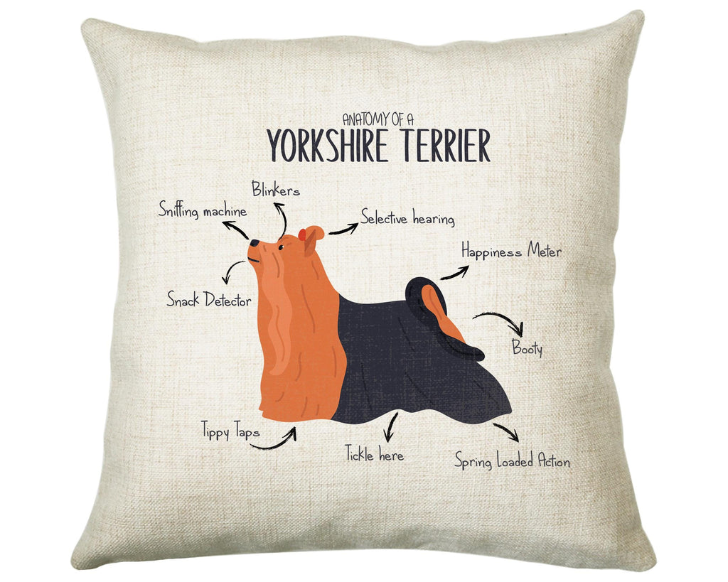 Anatomy of a Yorkshire Terrier Funny Gift For Him Or Her Cushion Pillow Bedroom Decor CS380