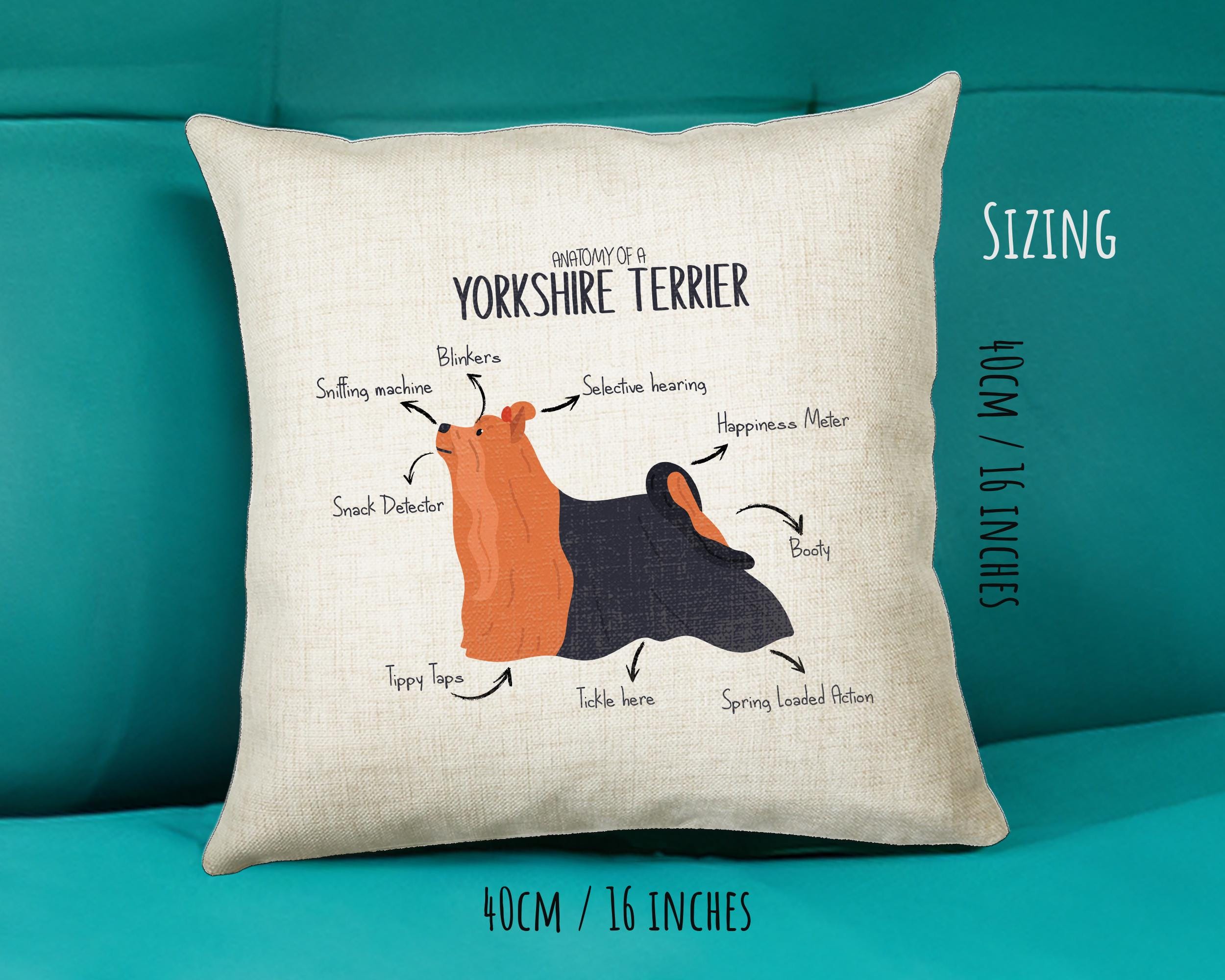 Anatomy of a Yorkshire Terrier Funny Gift For Him Or Her Cushion Pillow Bedroom Decor CS380