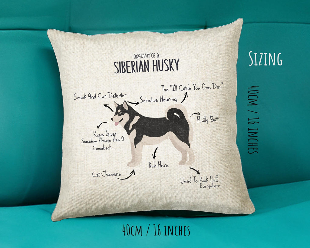 Anatomy of a Siberian Husky Funny Gift For Him Or Her Cushion Pillow Bedroom Decor STC0093