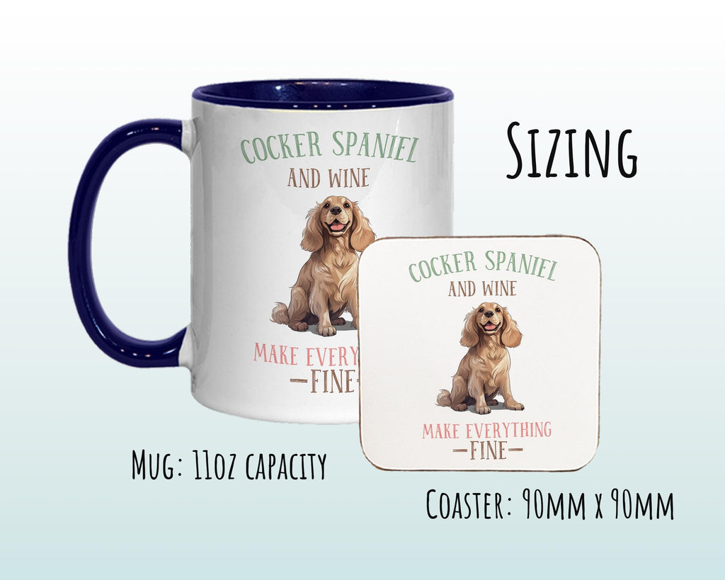 Cocker Spaniel Gift Mug - Ceramic Coffee Tea Chocolate Mug Coaster - English Spaniel Design for Dog Mum Dad Owner Secret Santa Gift MG0906