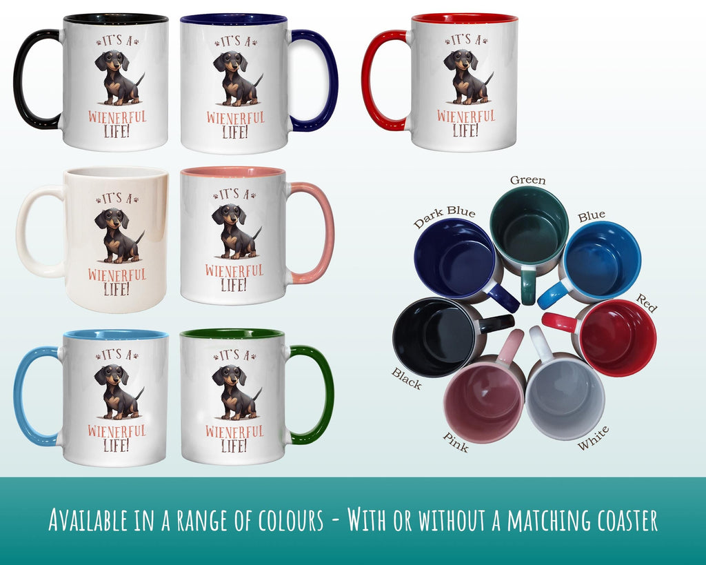 Dachshund Gift Mug - Ceramic Coffee Tea Chocolate Mug Coaster - Sausage Dog Daxy Design for Dog Mum Dad Owner Secret Santa Gift MG0909