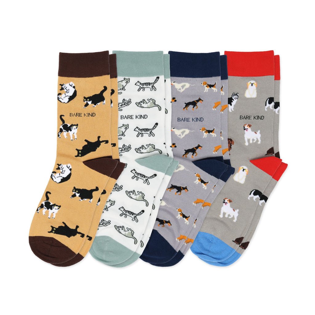 Paws & Claws Bamboo Sock Set – Cat & Dog Lover 4-Pack | Soft, Sustainable Animal Socks