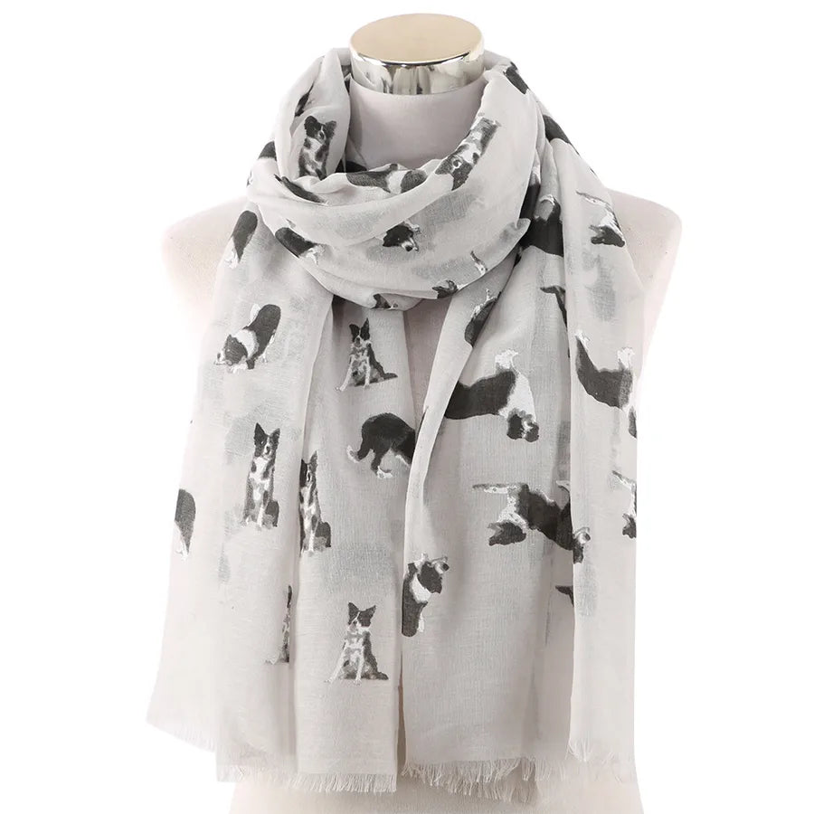 women's streetwear dog polyester printing scarf
