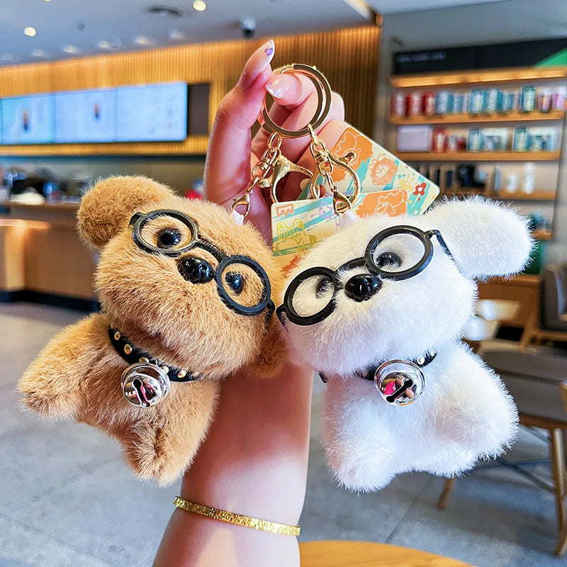 Delicate Cute Bear Dog Plush Keychain Creative Cartoon Soft Toy Bag Pendant Gift For Girls