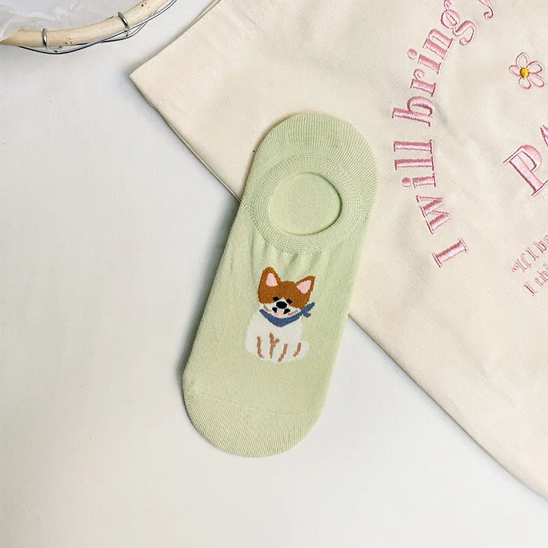 A Pair Cute Sweet Women's Dog Cotton Ankle Socks