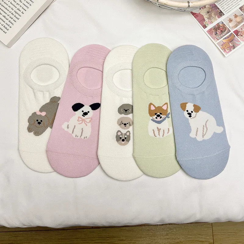 A Pair Cute Sweet Women's Dog Cotton Ankle Socks