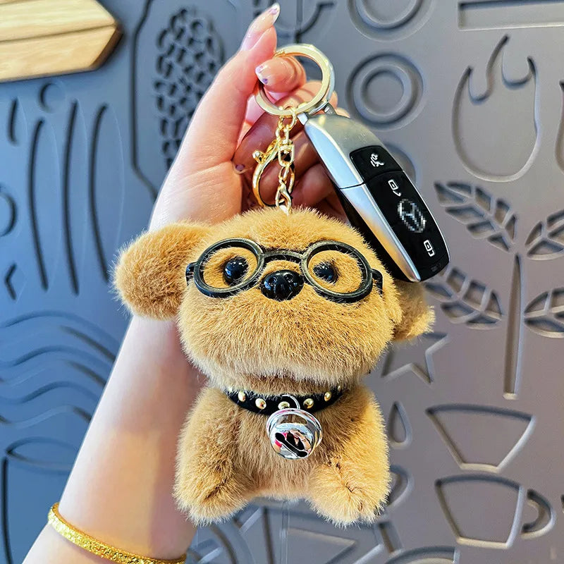Delicate Cute Bear Dog Plush Keychain Creative Cartoon Soft Toy Bag Pendant Gift For Girls