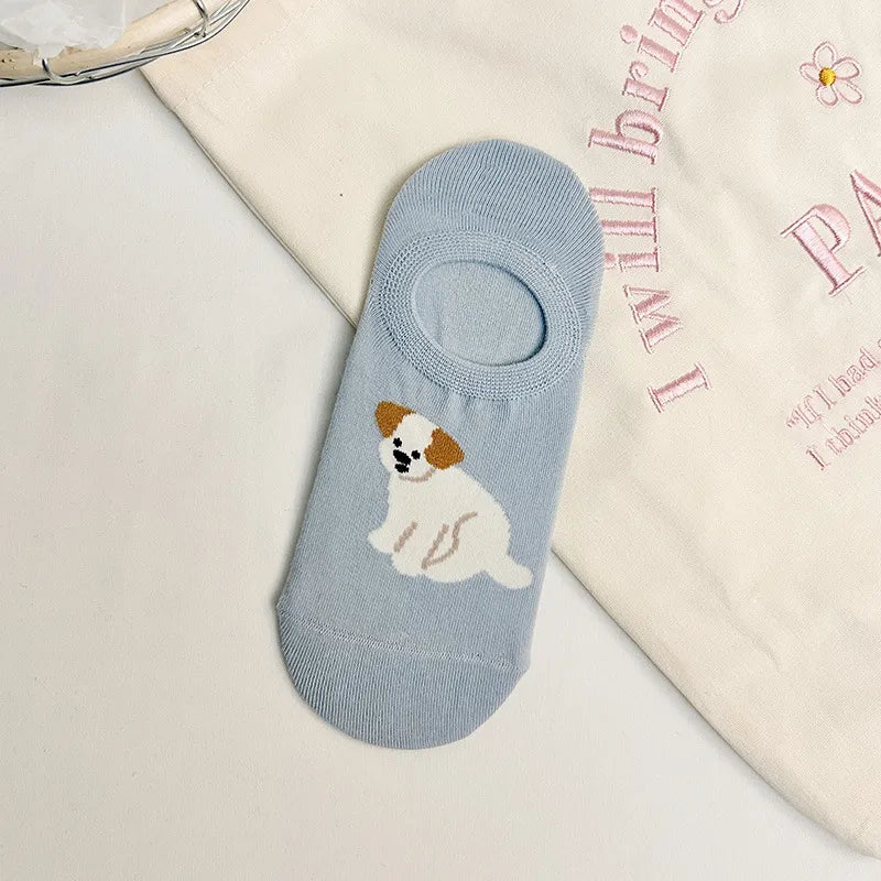 A Pair Cute Sweet Women's Dog Cotton Ankle Socks