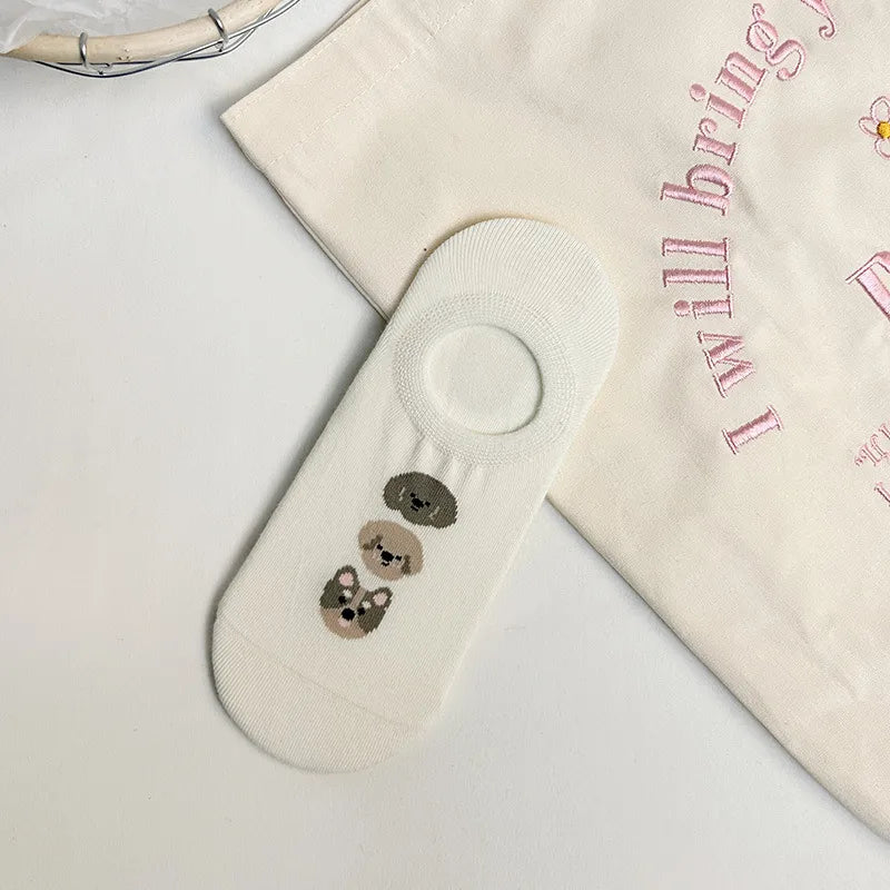 A Pair Cute Sweet Women's Dog Cotton Ankle Socks