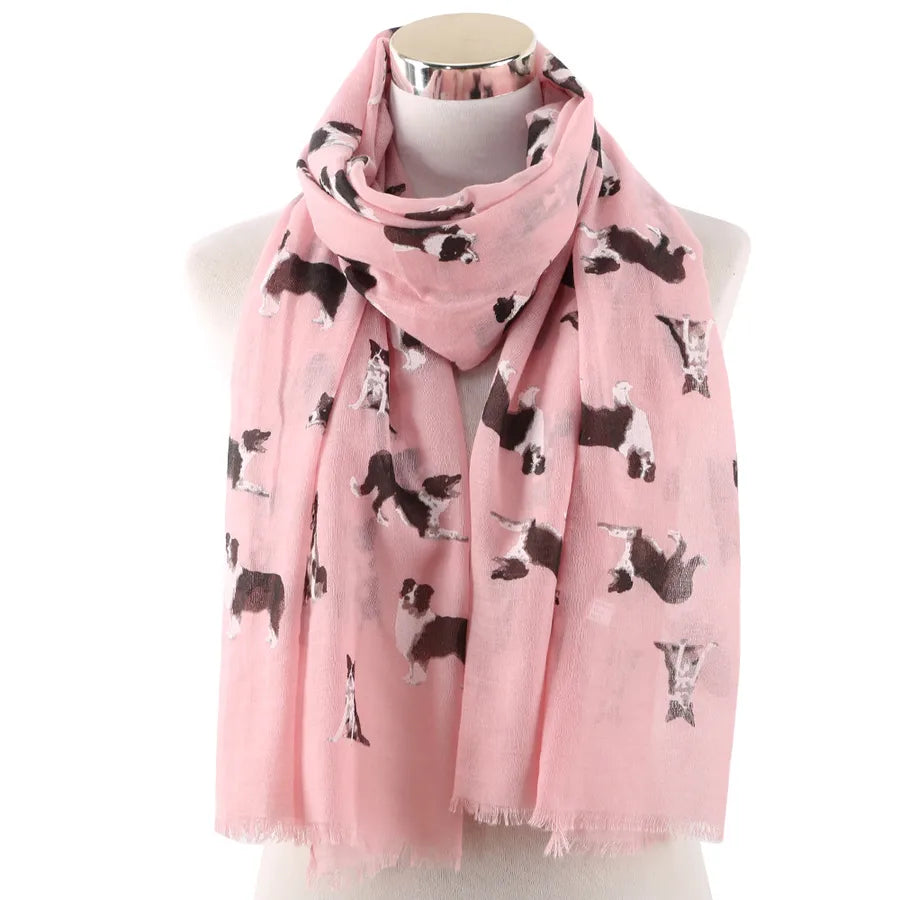 women's streetwear dog polyester printing scarf